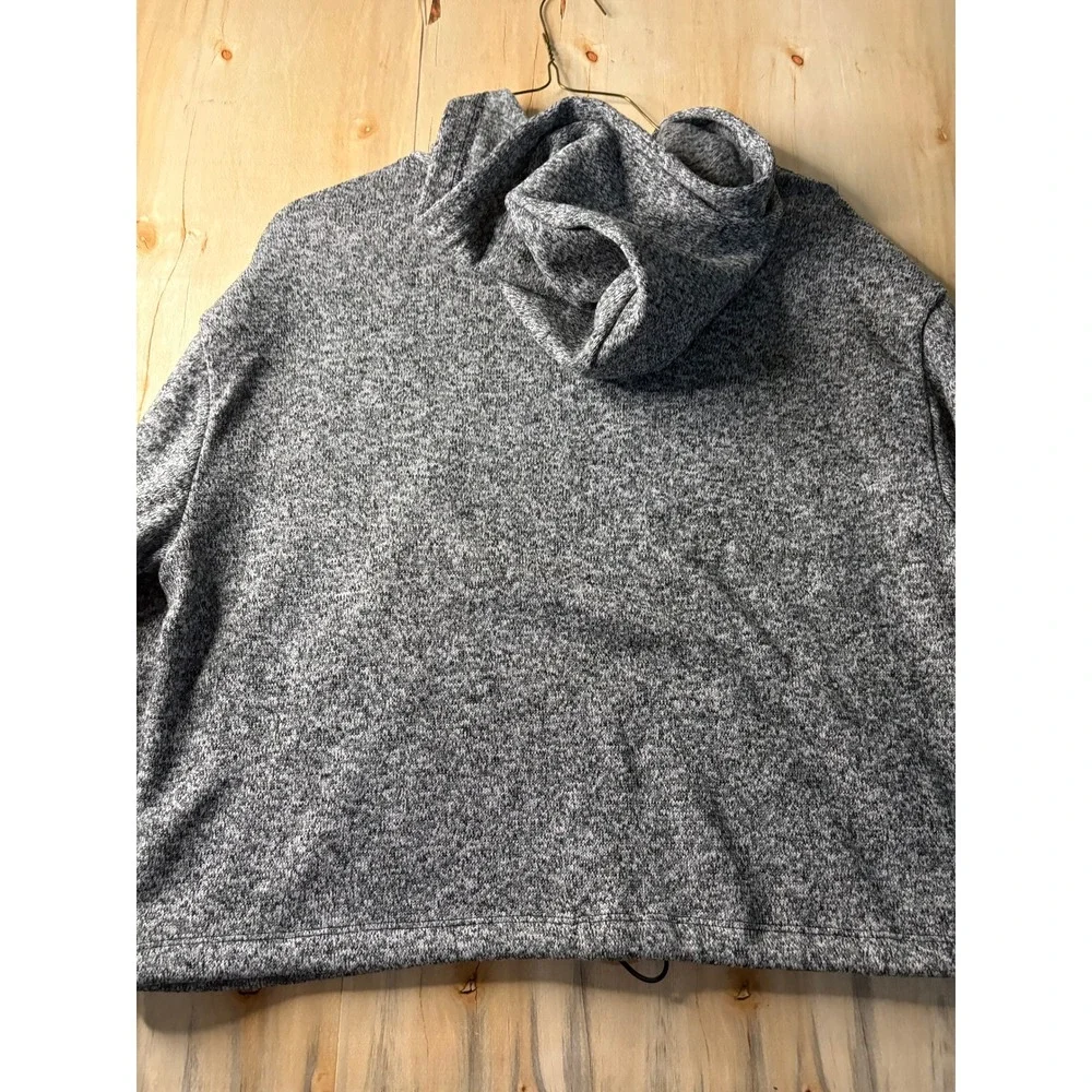 Pink Victoria's Secret Womens Marled Knit Hoodie Grey Pullover Logo Patch Medium
